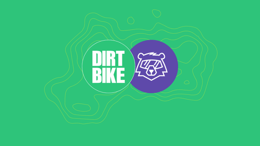 Green banner with DirtBike & Bruno Cycling logos